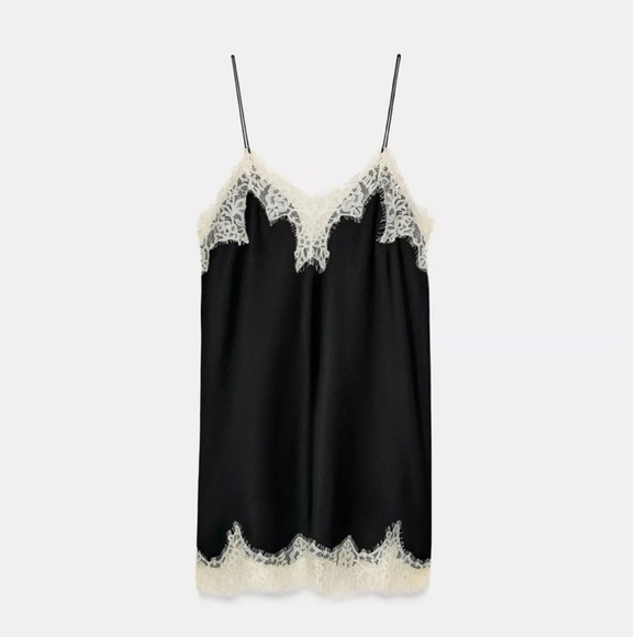 ZARA CONTRAST LACE SATIN TOP ZW COLLECTION - Picture 7 of 13